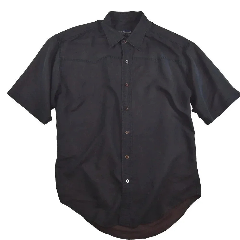 Abercrombie & Fitch || Men's Western Shirt Cut Front Iridescent Black Bronze M